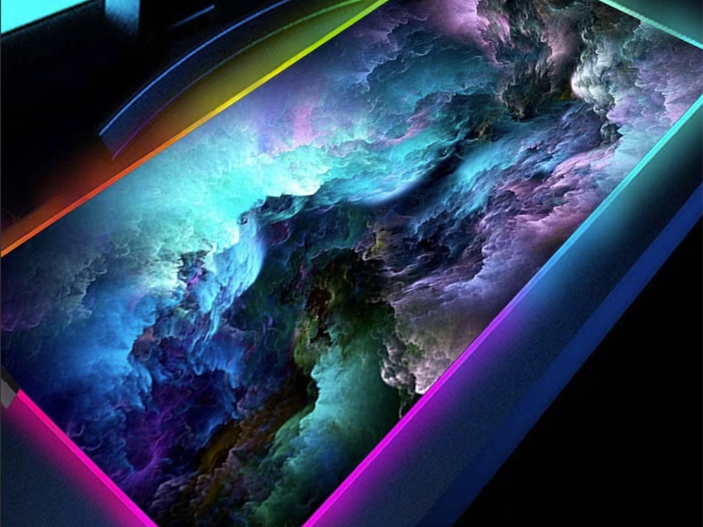 RGB LED Backlit Computer Table Carpet Mat Mouse Pad Cosmos, 30x80cm