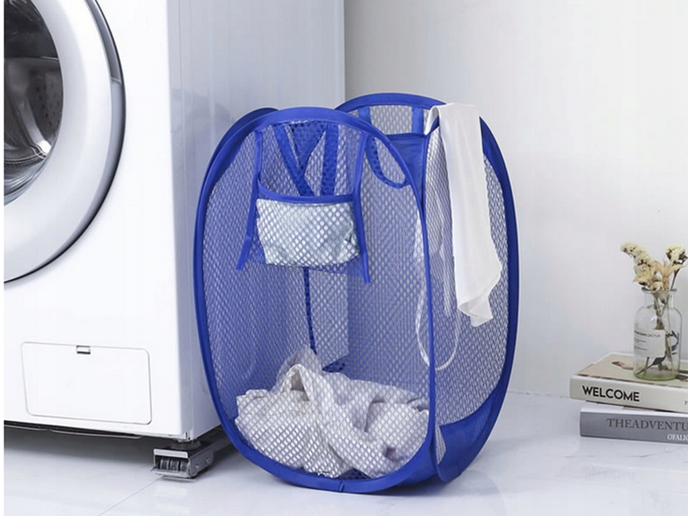 Foldable Laundry and Toy Basket, 40L, Blue