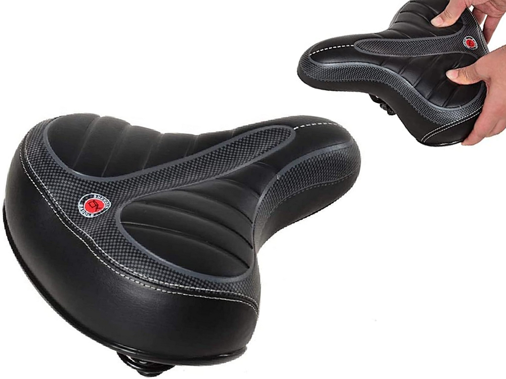 Gel Bicycle Saddle, Bike Seat with Built-in Springs, Black