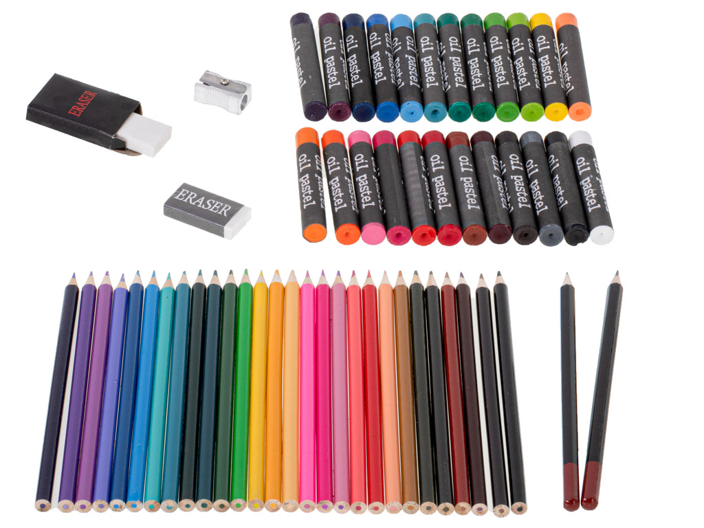Art Set Kit (145 pcs) for Painting with Metal Suitcase, pink