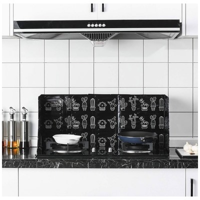 Aluminum Protective Screen Mat Against Splashes, Grease, Oil, for the Kitchen Stoves, 83x32cm, Black