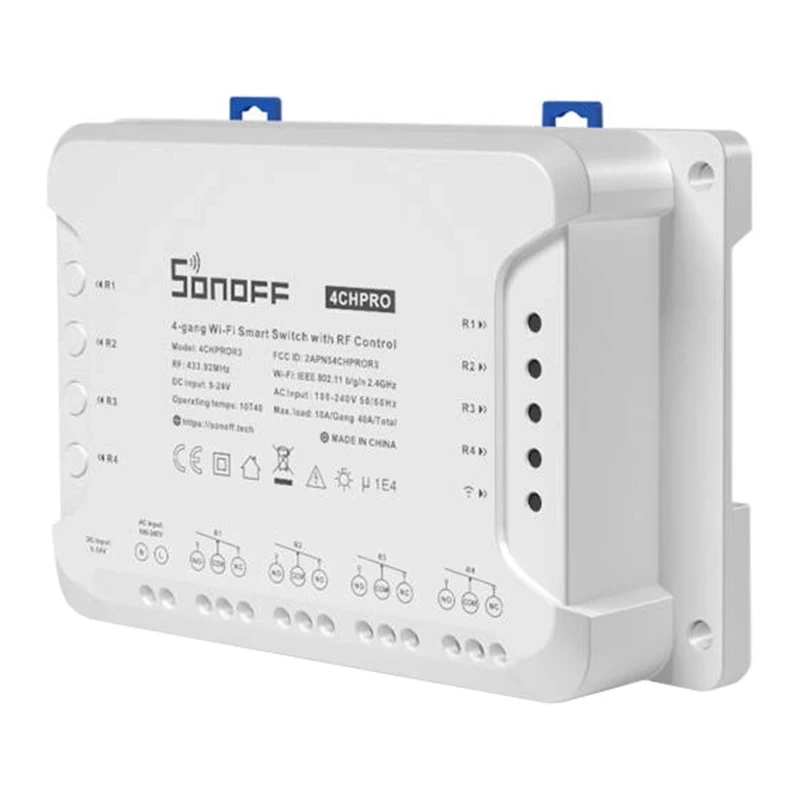 Sonoff 4-Channel Smart Wi-Fi Switch with RF Control & DIN Rail Mount