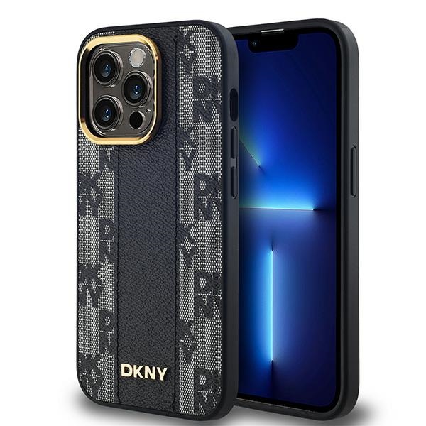 Apple iPhone 13 Pro Max 6.7'' DKNY Leather Checkered Mono Pattern MagSafe Case Cover, Black