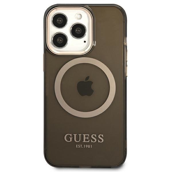 Guess Gold Outline Translucent MagSafe Case for iPhone 13 / 13 Pro - Black (1)