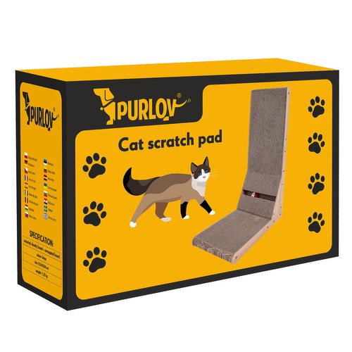 Purlov Cat Corner Scratcher with Toy Cardboard Scratching Post (6)