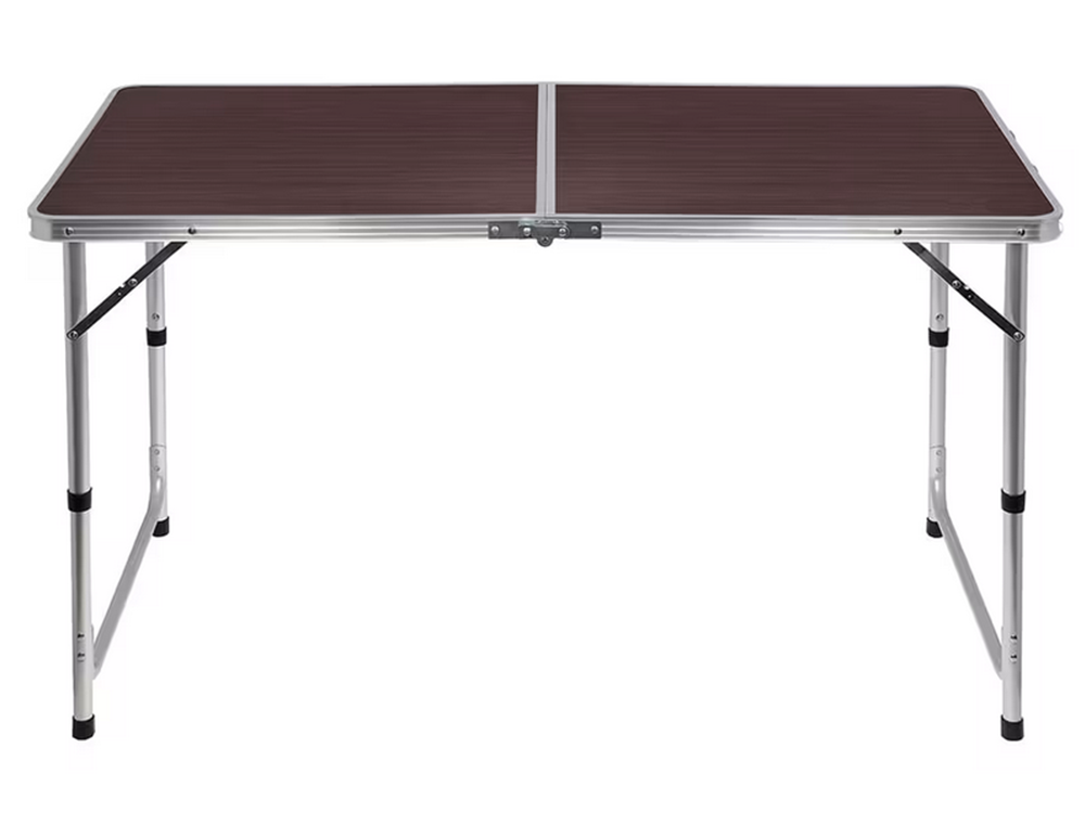 Folding camping table set with 4 chairs, brown (3)