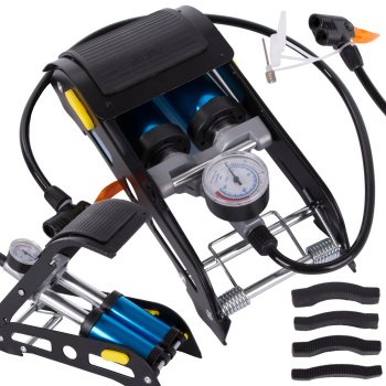 Car foot pump two-piston end caps bicycle auto for mattress balls