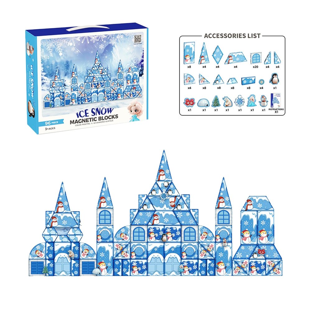 Magnetic Tiles 3D Ice Castle Building Blocks, 96-Piece Set (0)