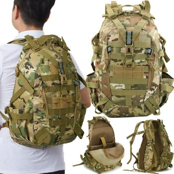 Tactical military backpack 30L for hiking and survival, camo