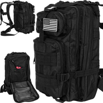 26L Tactical Military Backpack for Hiking & Outdoors 23089, Black