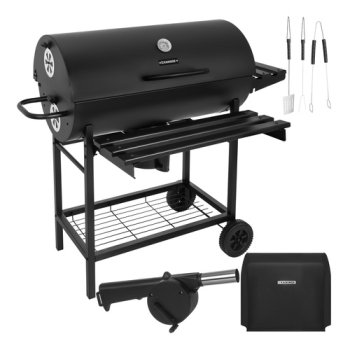 Charcoal Garden Grill with Lid 108x67x96cm Kaminer, black