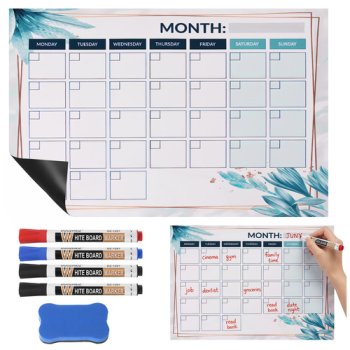 Magnetic Calendar for Fridge Ruhhy 26954 Dry Erase Weekly and Monthly Planner Board