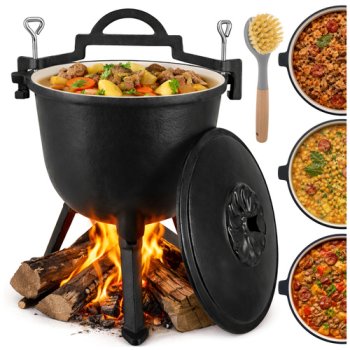Enameled Cast Iron Campfire Cauldron Kaminer 8L, Black