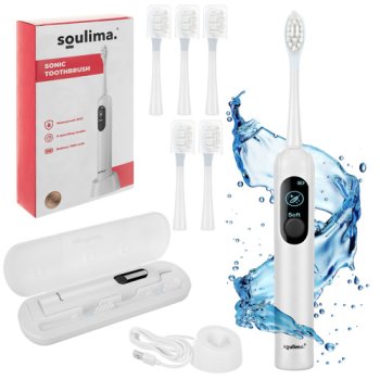 Electric Sonic Toothbrush Soulima 26850 with 6 Brush Heads, white
