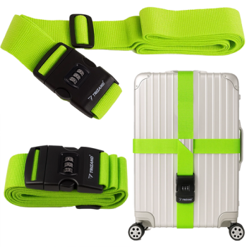 Adjustable Luggage Strap with Combination Lock Trizand 25812, 3.9 m, Bright Green