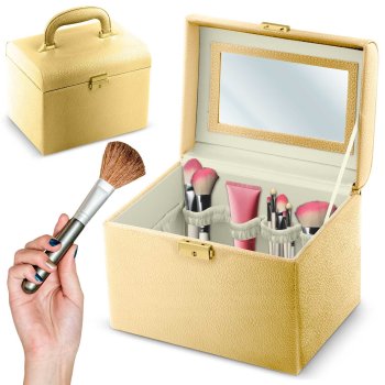 Massido MS-706 Makeup Organiser Case with Lock, Gold
