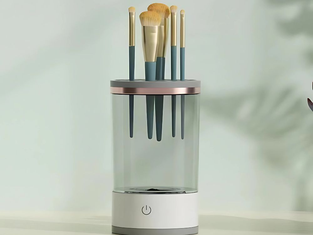 USB Electric Makeup Brush and Sponge Cleaner with Dryer Stand, White (2)