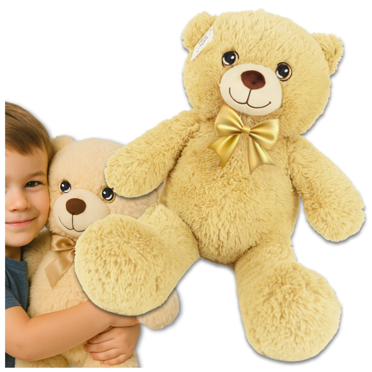 Large Plush Teddy Bear 50 cm, Stuffed Animal Cuddle Toy for Kids, Cream