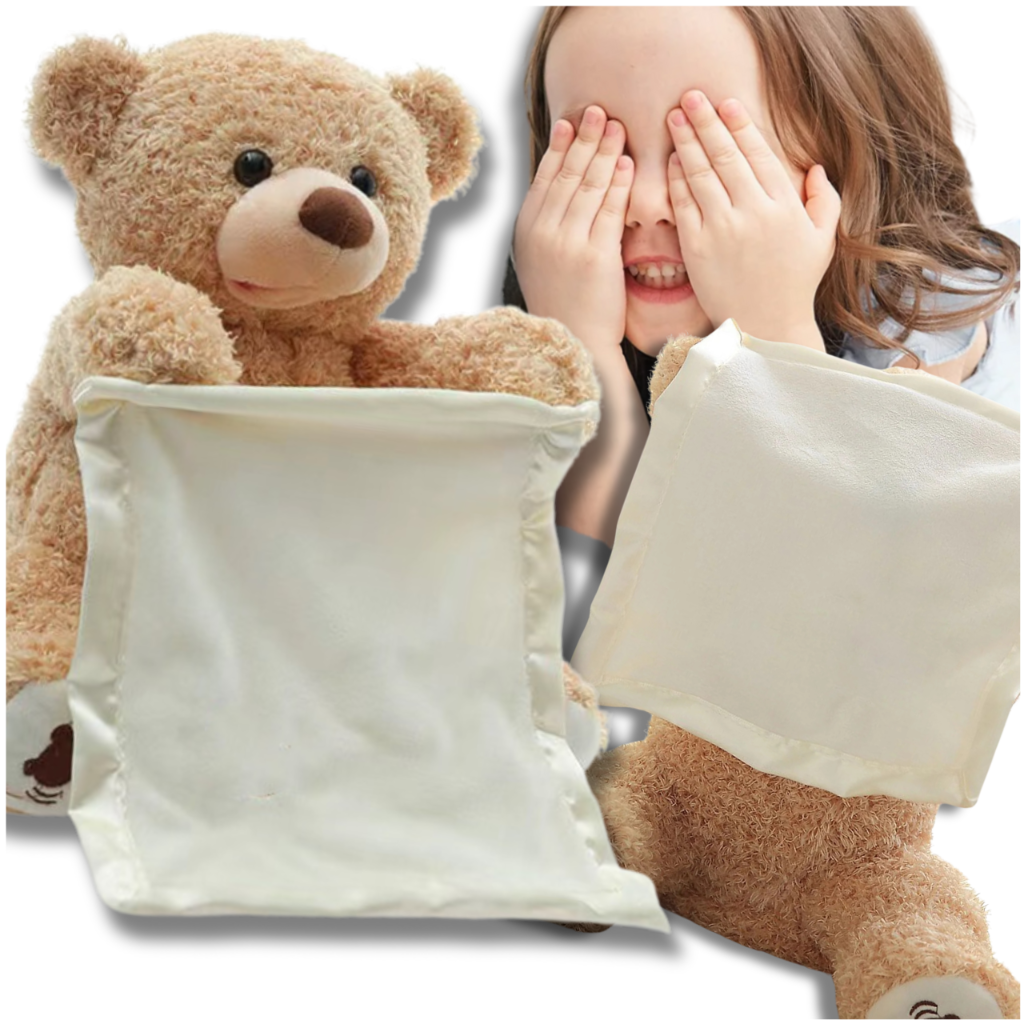 Interactive Peek-a-Boo Teddy Bear Plush Toy That Moves and Talks