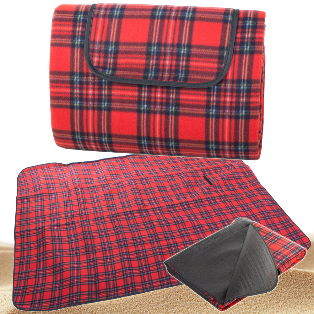 Large Waterproof Picnic Blanket for Beach & Camping 150x200cm, Red Plaid