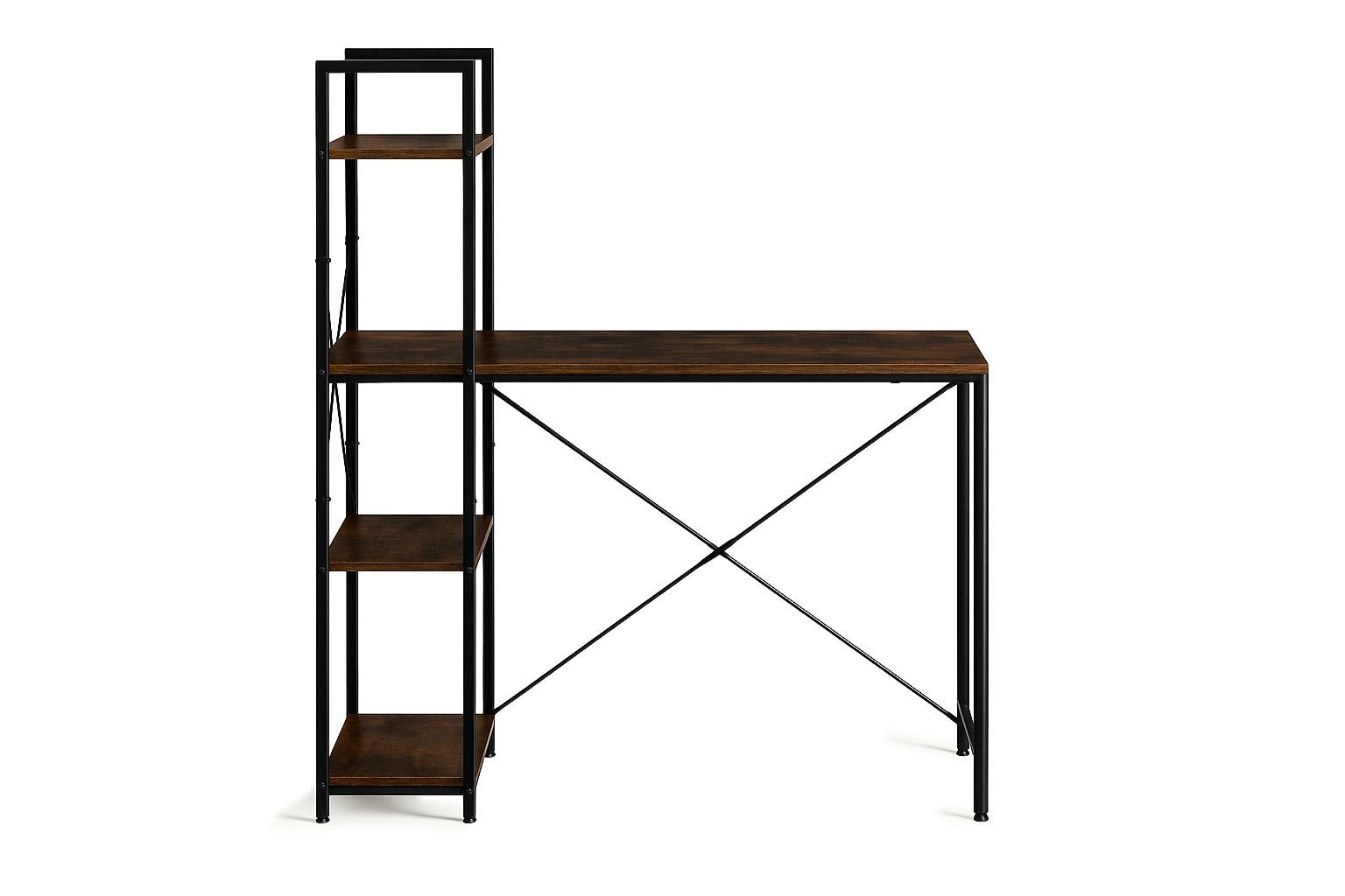 Computer Desk with Shelves Reversible Home Office Writing Desk, Rustic Brown