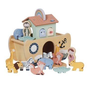 Wooden Noah's Ark Shape Sorter Toy with Animal Figures for Toddlers