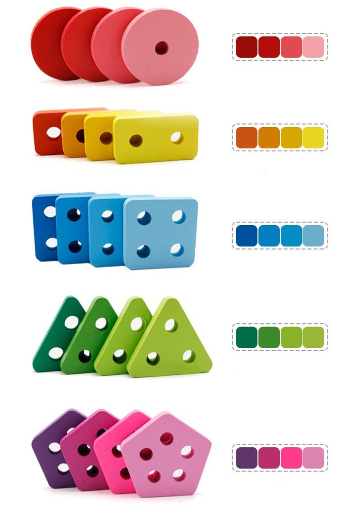 Wooden Shape Sorter and Stacking Toy for Toddlers Mwz-0237 (3)
