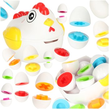Educational Hen Shape Sorter Toy with 12 Matching Eggs