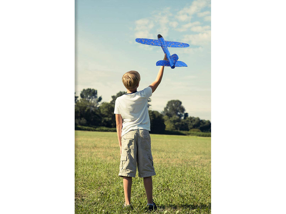 Foam glider plane for kids, lightweight throw airplane model, blue (1)