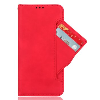 Samsung Galaxy A35 ( SM-A356E/DS ) Multiple Card Slots Design Wallet Stand Leather Book Case Cover, Red