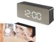 Multifunctional LED alarm clock with thermometer, mirror and date display, black