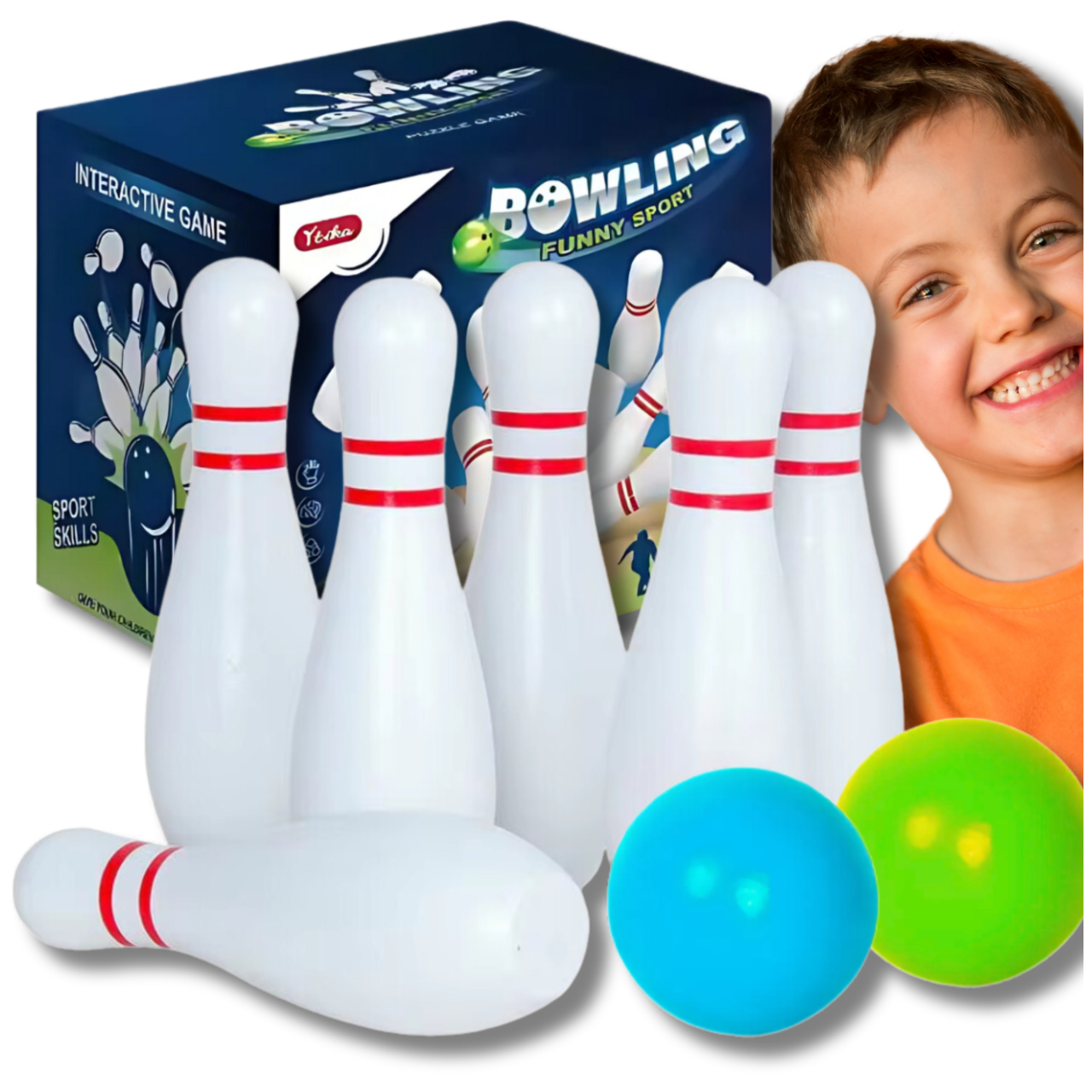 Sensory Kids Bowling Set, Indoor Bowling Game for Toddlers, White