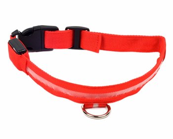 LED Light Up Dog Collar for Night Safety 46-54 cm, Red