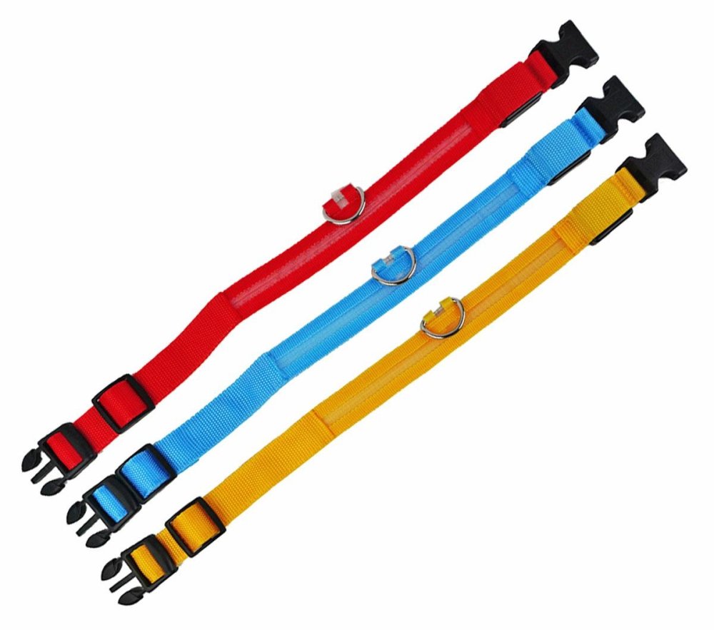 LED Light Up Dog Collar for Night Safety 46-54 cm, Red (1)