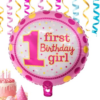 1st Birthday Foil Balloon Party Decoration 18 Inch, Blue or Pink
