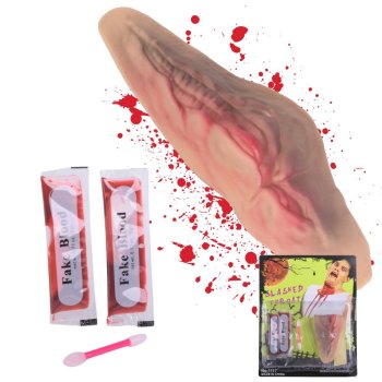 Artificial throat wound with 10ml fake blood, Halloween accessory