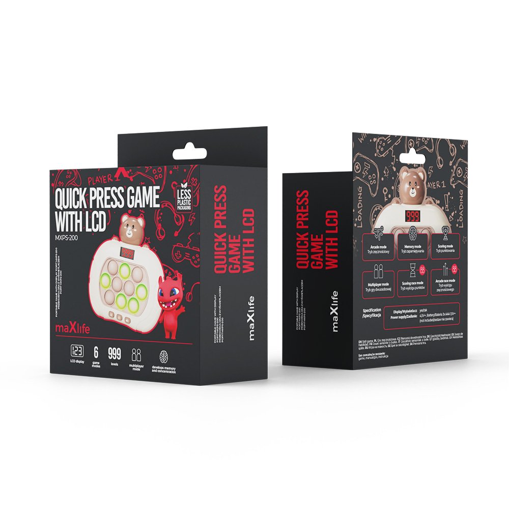 Maxlife MXPS-200 Portable Arcade Pop It Game with Display, Bear (0)