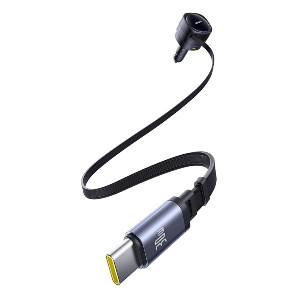 Baseus Enjoyment Max 90W Car Charger 2x USB-C + USB-C and Lightning Cable - Black (2)