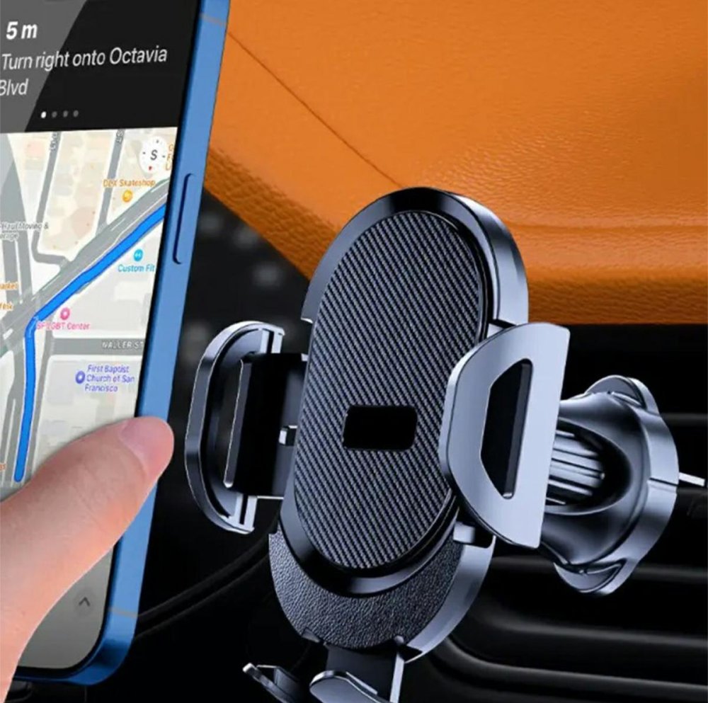 Car phone holder for air vent, universal mount, black (2)