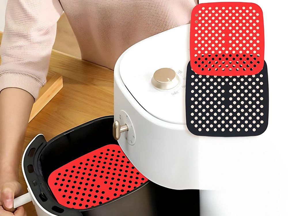 Silicone air fryer liner, square, 21 cm, red or black (3)